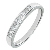 0.25ct Channel Set Princess Diamond Half Eternity Ring in UK Hallmarked 9ct White Gold